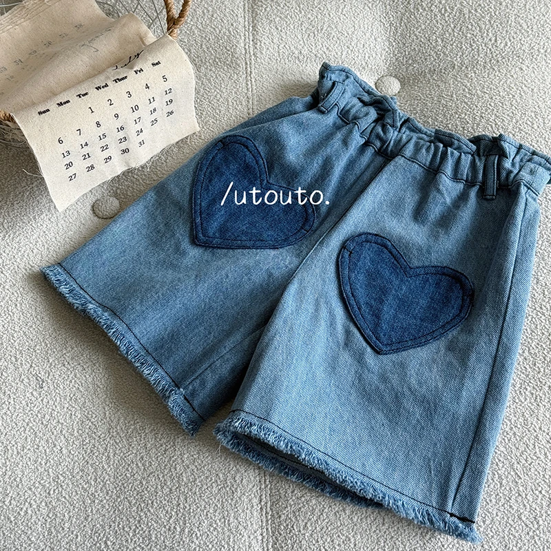 utouto大耳象童装铺爱心虚边牛仔短裤2403872