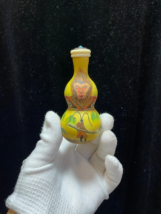 葫芦针刺手工艺品龙虎图案家居装饰摆件