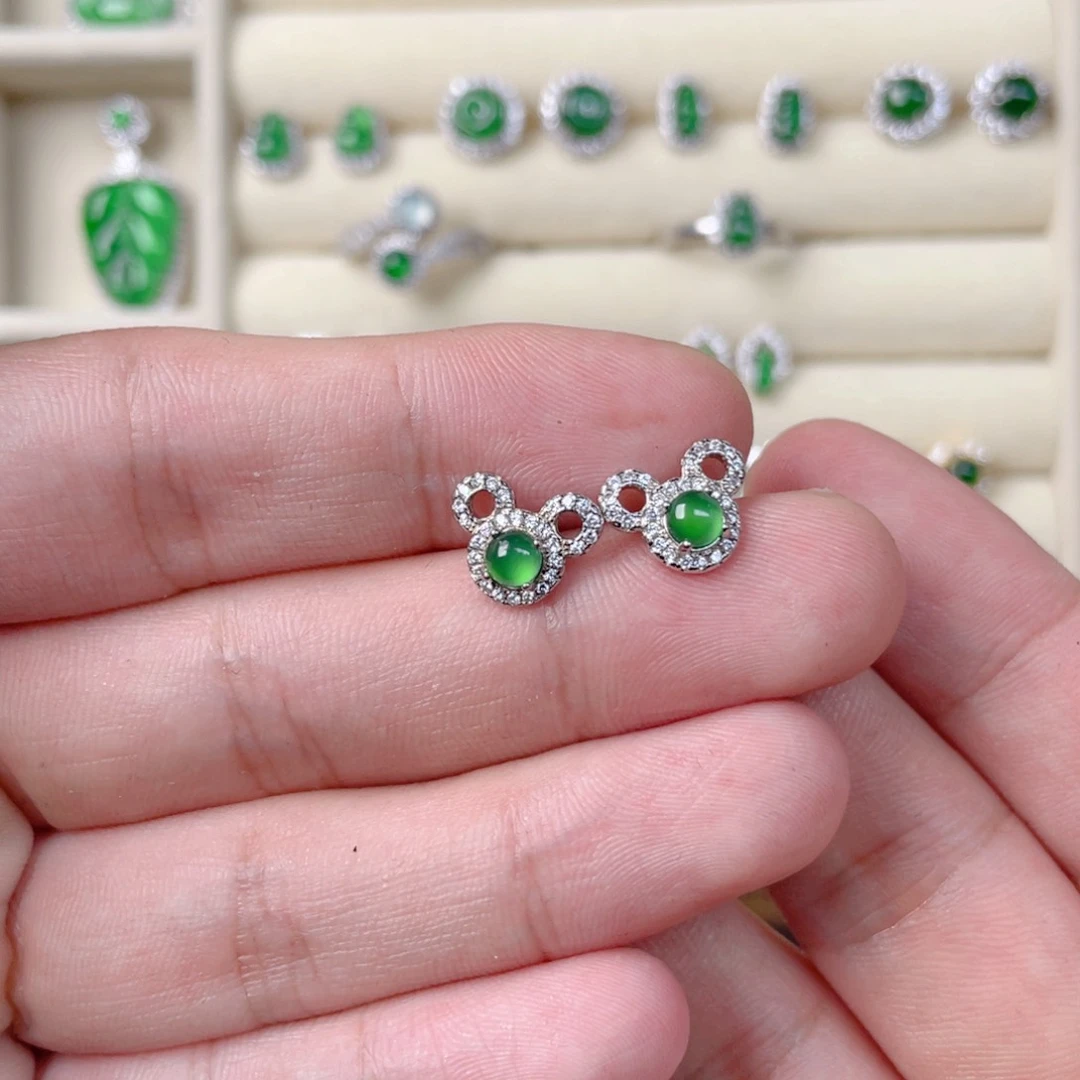 翡翠银S925镶嵌颈饰天然a货翡翠