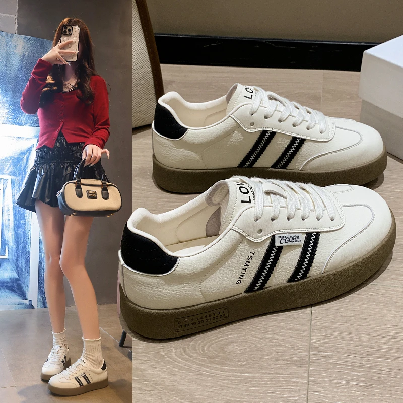 德训小白鞋鞋子女生百搭春秋平厚底夏季新款流行阿甘休闲运动板鞋