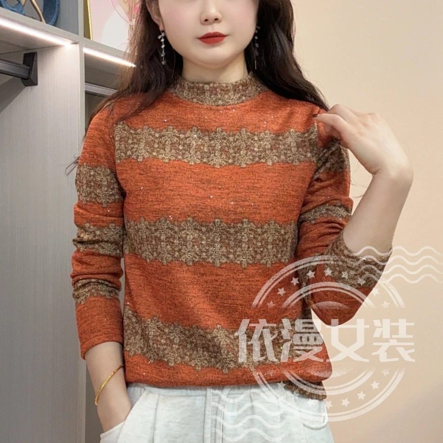 秋冬新款双面绒打底衫加厚长袖洋气质时尚百搭显瘦女士t恤网红款