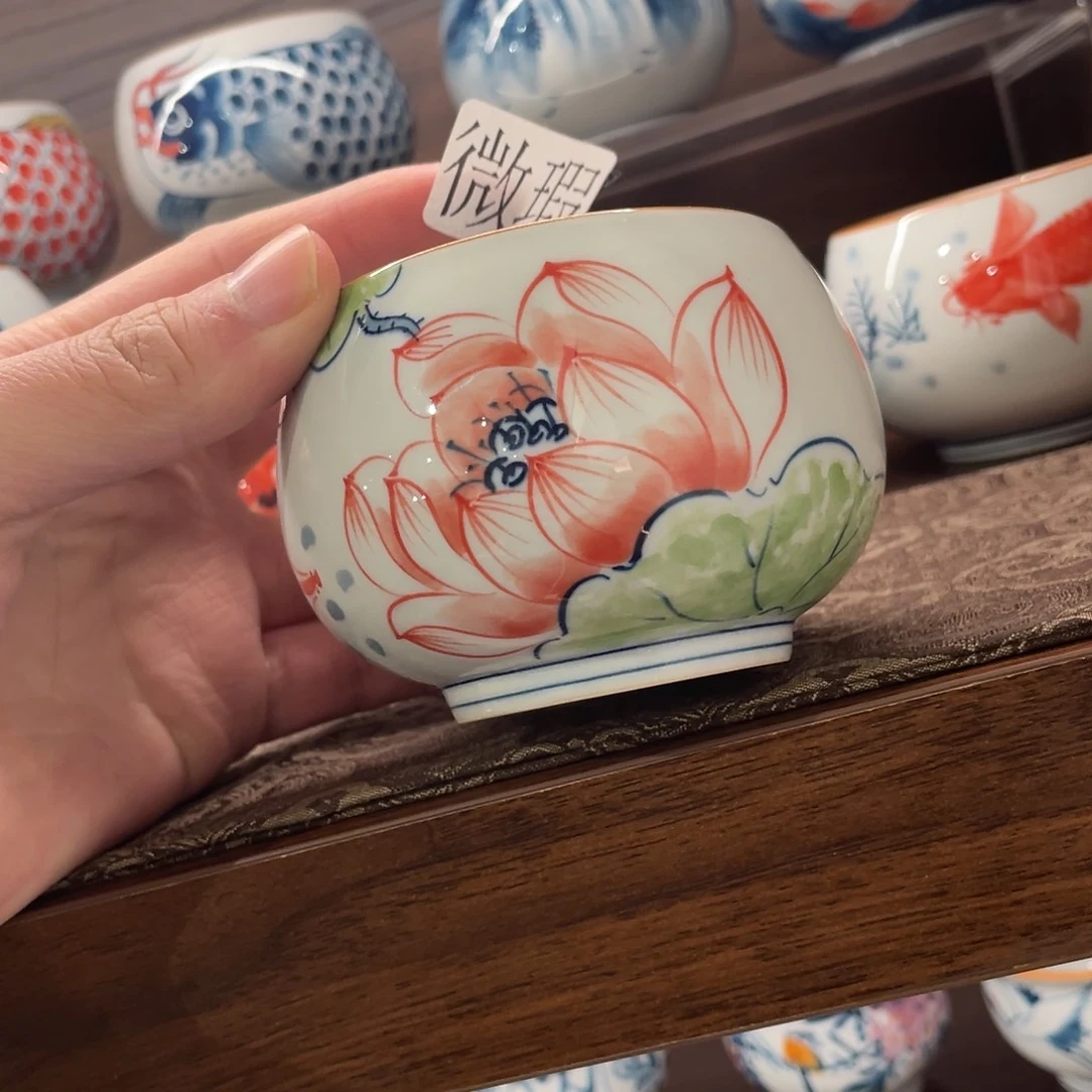 釉下手绘茶具微瑕