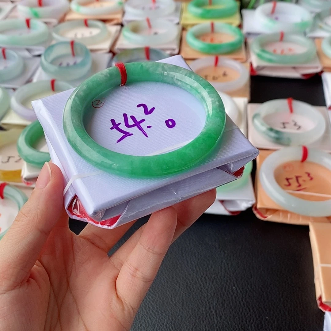翡翠手镯未镶嵌源*源54圆条