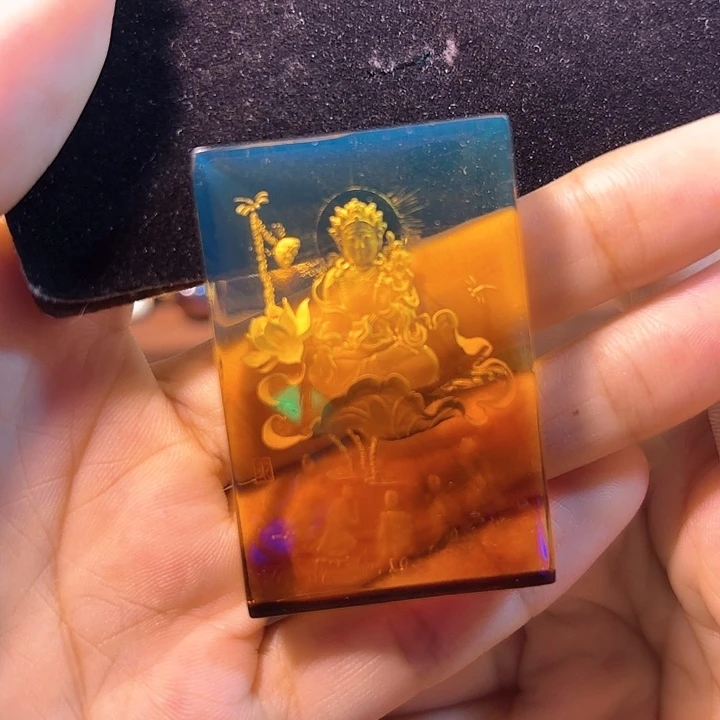 未镶嵌蓝珀珠宝奇石墨西哥蓝珀观音