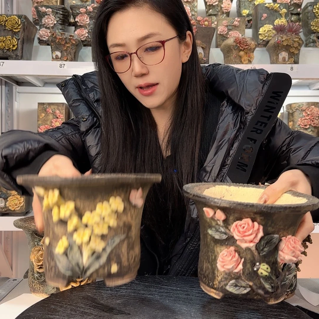 红陶四***夕青默花器花盆