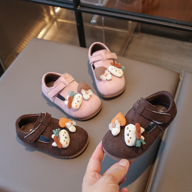 女童小皮鞋2025秋季新款儿童卡通豆豆鞋女孩宝宝软底公主勃肯单鞋