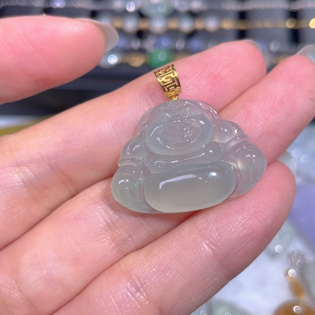 颈饰18K金镶嵌翡翠翡翠