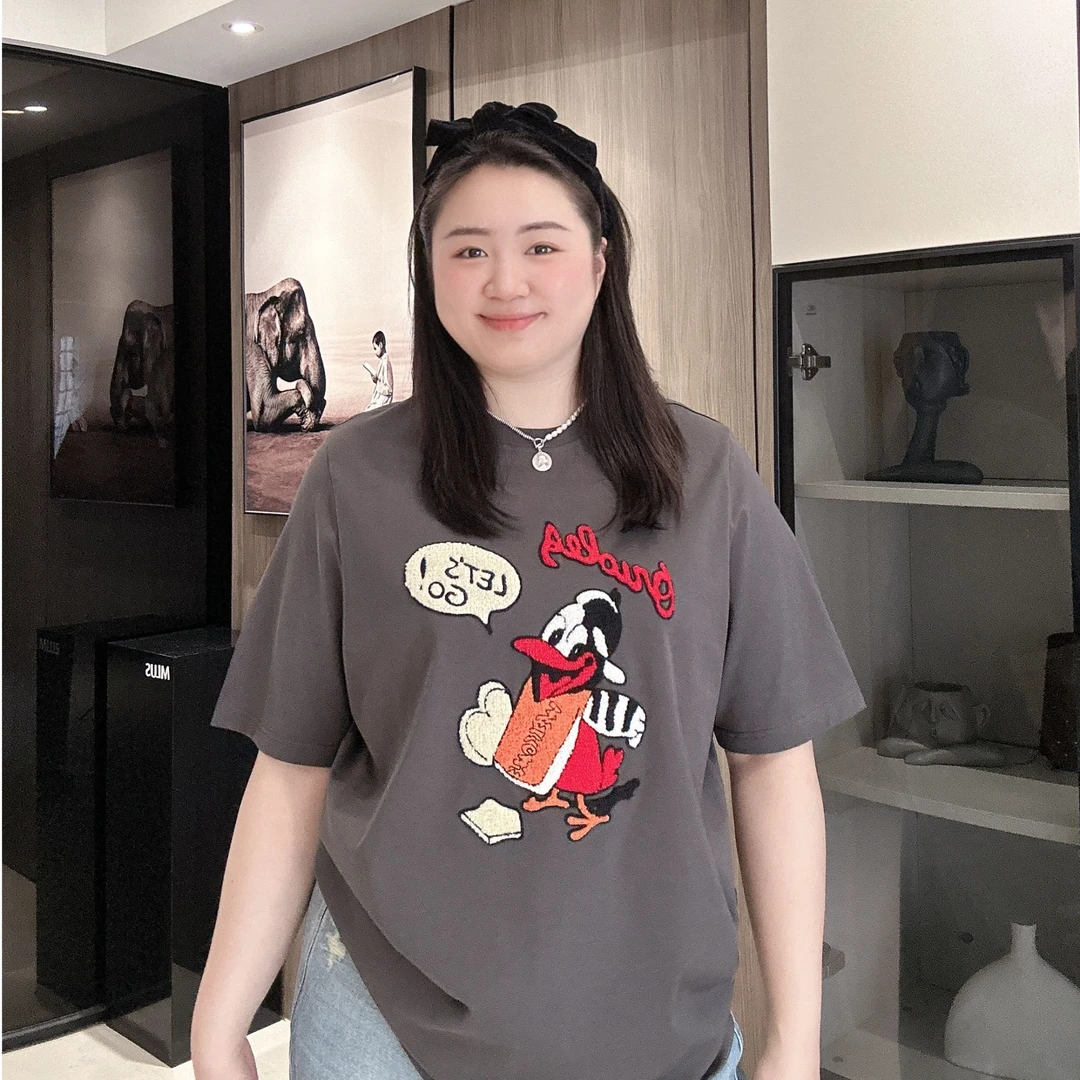 TAOJIA FAMILY【冲动鸭鸭】圆领休闲风短袖卡通宽松大码t恤WR1344