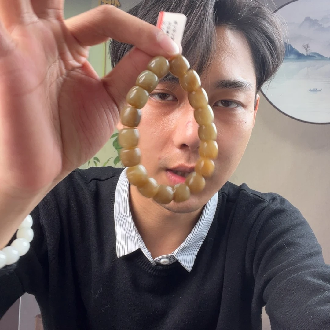 和田玉手链未镶嵌纯天然新疆和田玉且末糖白12mm