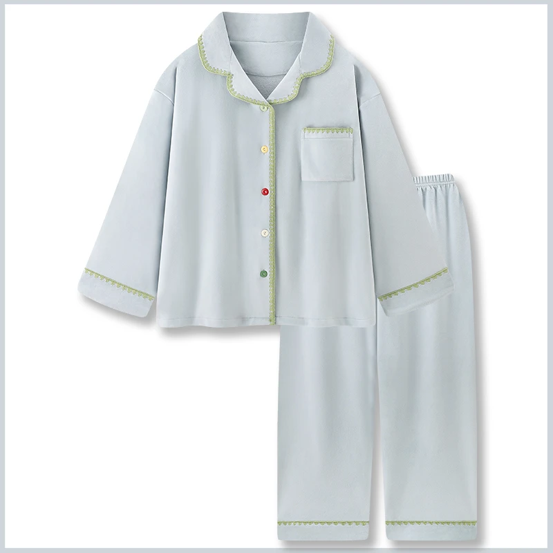 『青岚沐思』海岛绒纯色睡衣女春秋冬季冬天新款保暖薄绒家居服