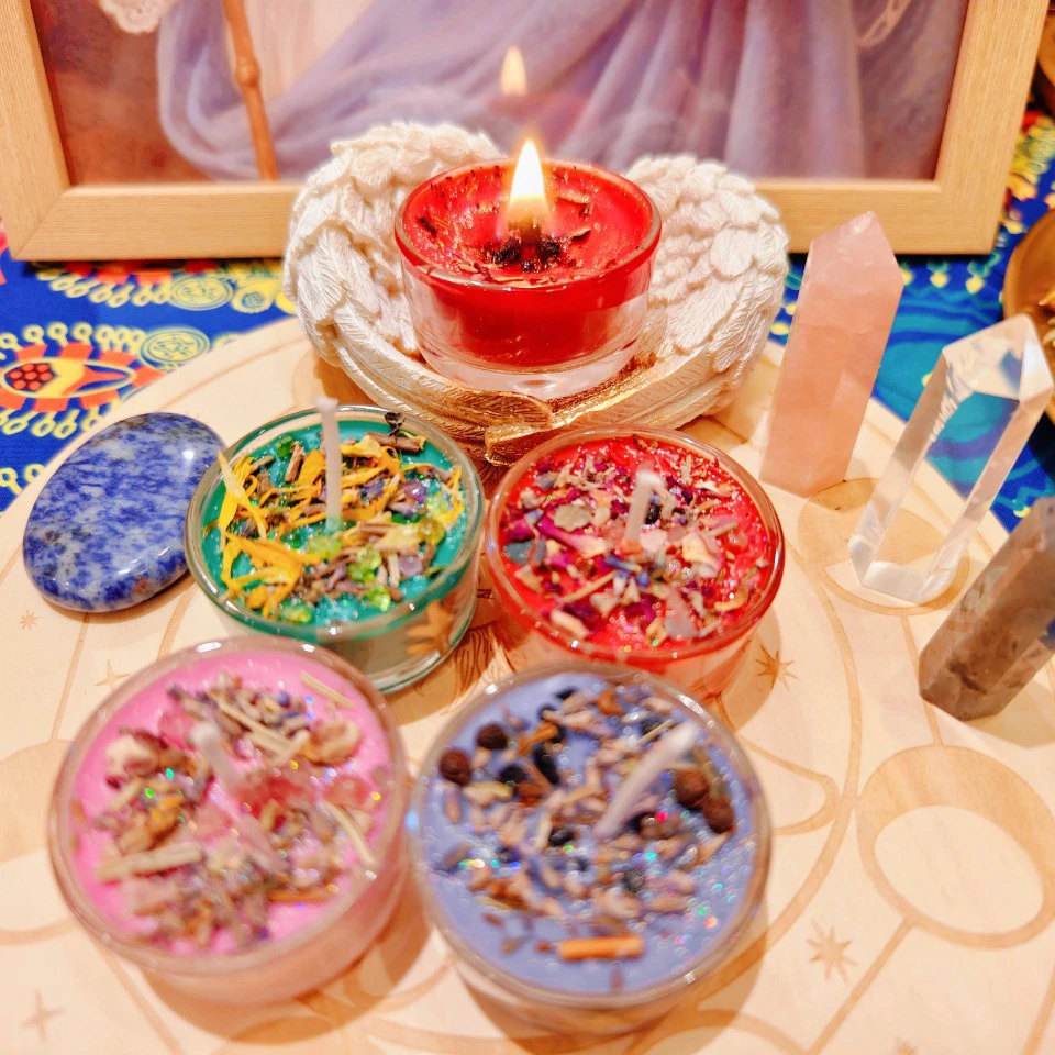 原创手作草药水晶蜡烛（一组三个）随心搭配迷你蜡烛