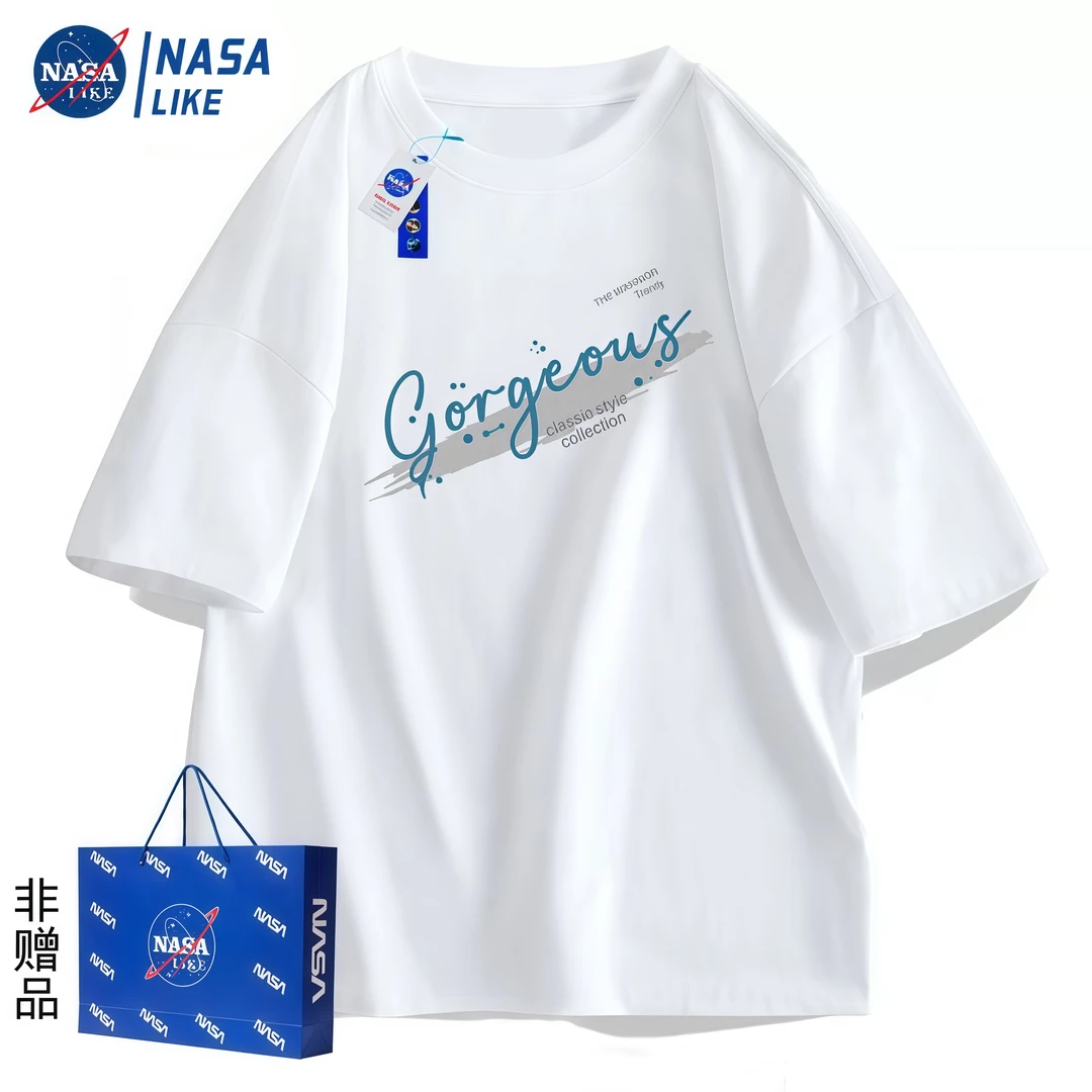 NASA LIKE国潮重磅纯棉基础款短袖T恤男夏季新款美式简约半袖上衣