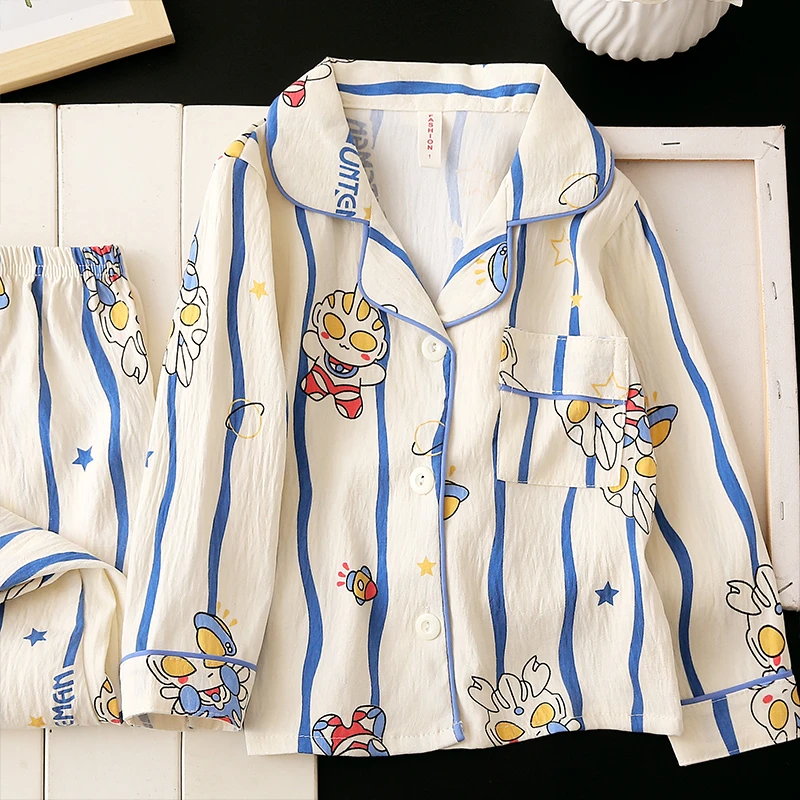 男童睡衣春秋季长袖女孩夏季2025新款亲肤棉空调服儿童小孩家居服