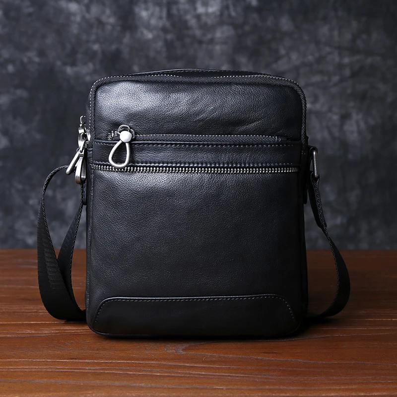男士单肩包真皮斜挎包新款百搭挎包头层牛皮手机包手工男包