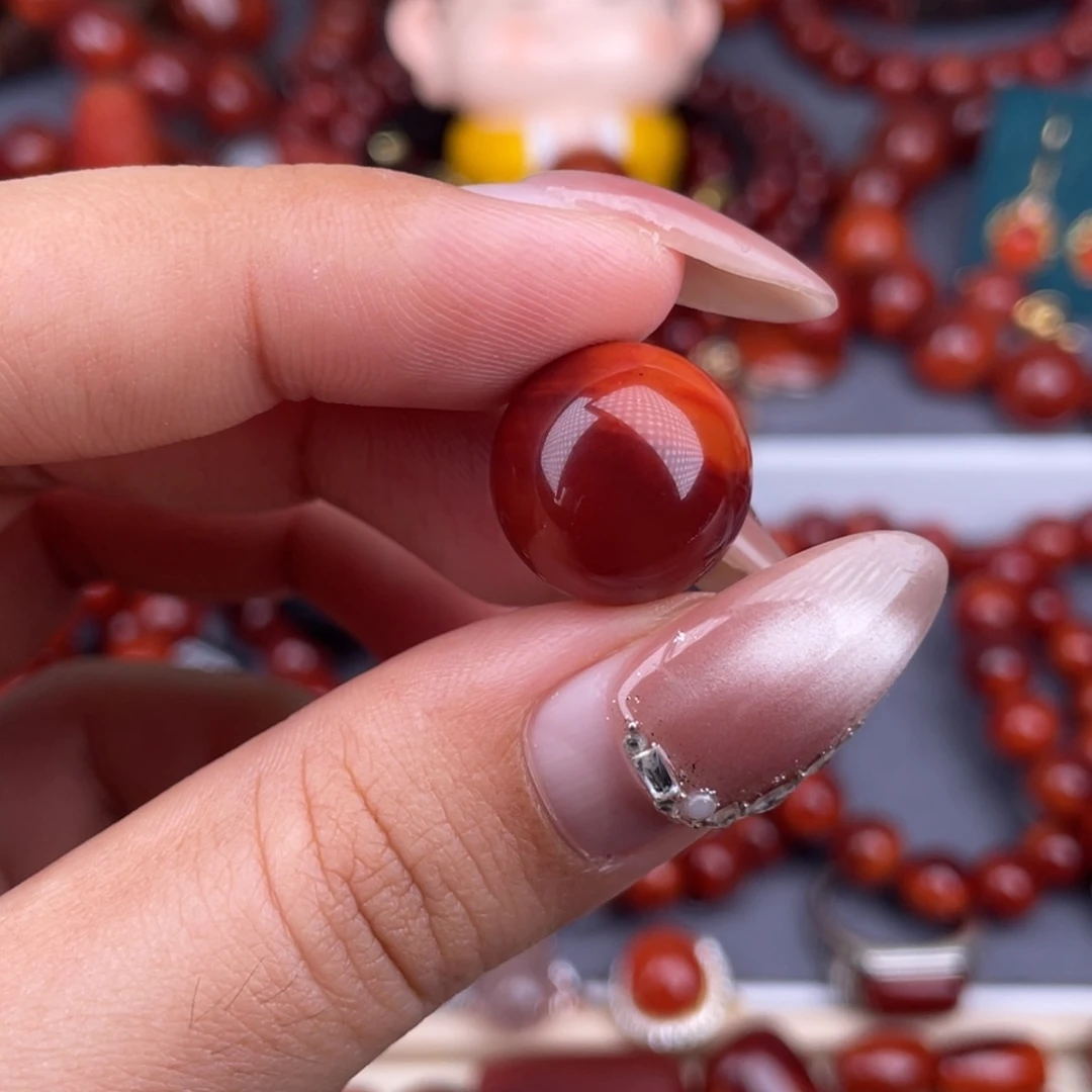 南红玛瑙未镶嵌其他原矿）15mm瓦西玫红双色