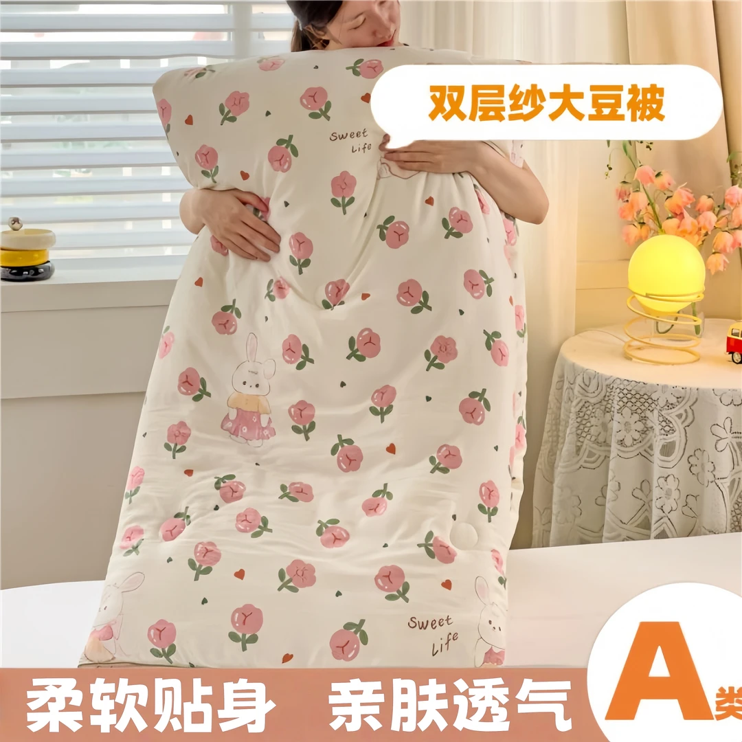 大豆纤维被冬被纯水洗棉a类幼儿园春秋被宿舍单人可机洗夏被加厚