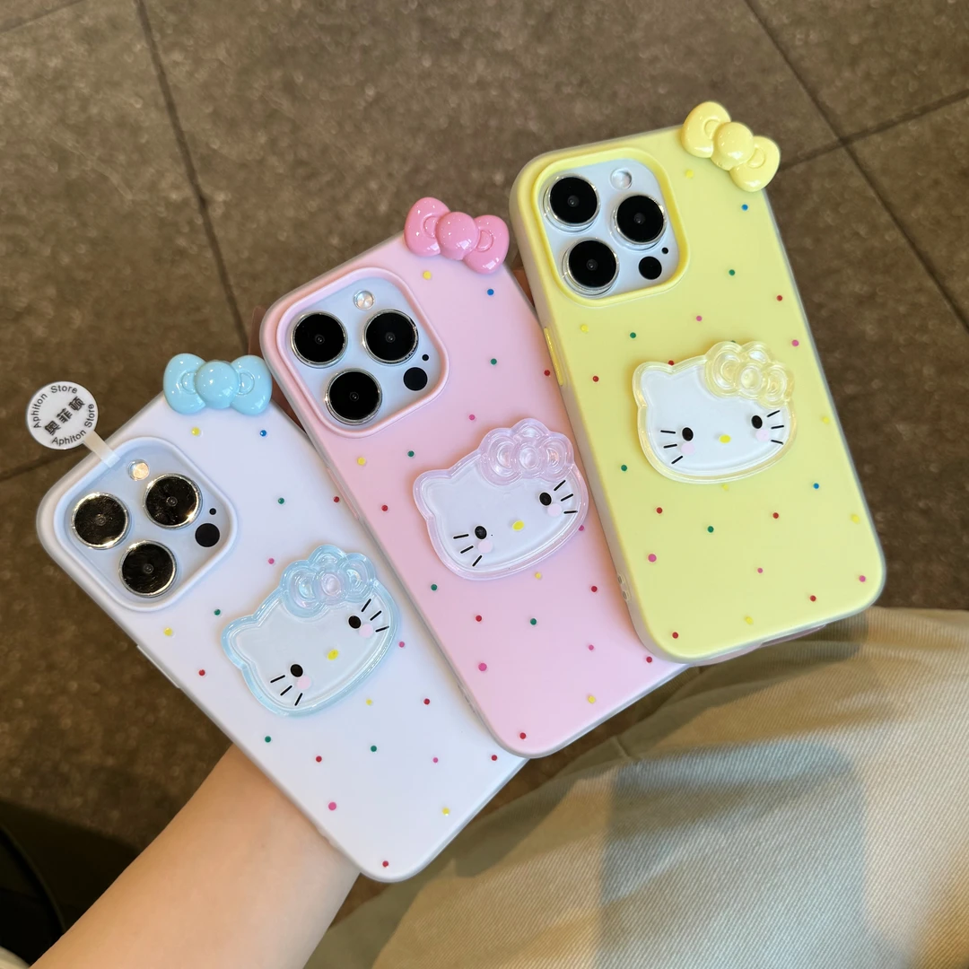 GGBond彩点立体kt蝴蝶结适用iPhone16肤感果冻15手机壳苹果14/13