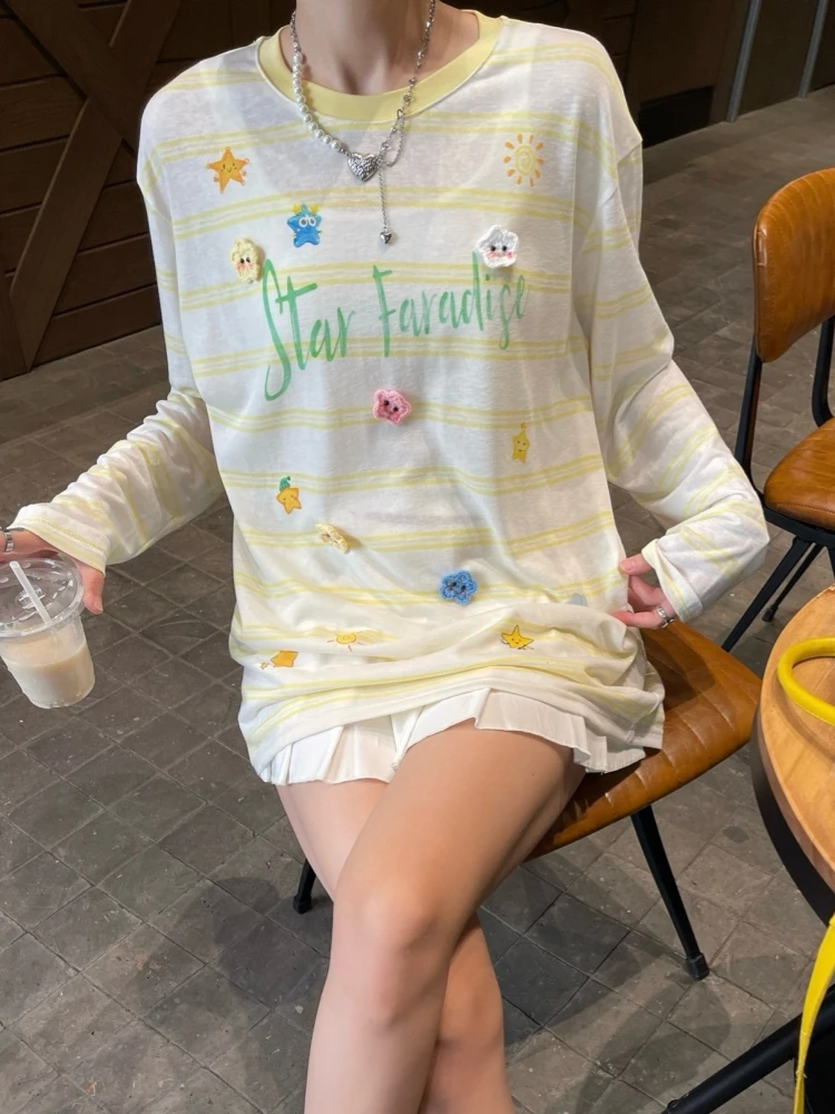 【济州岛】RUITI XI 小众设计师款清新立体钩花字母印花圆领防晒衣