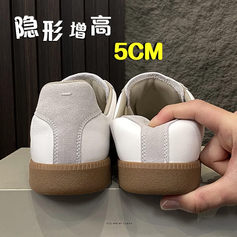 内增高德训鞋银色2025新款厚底小个子阿甘鞋真皮透气超火休闲鞋潮