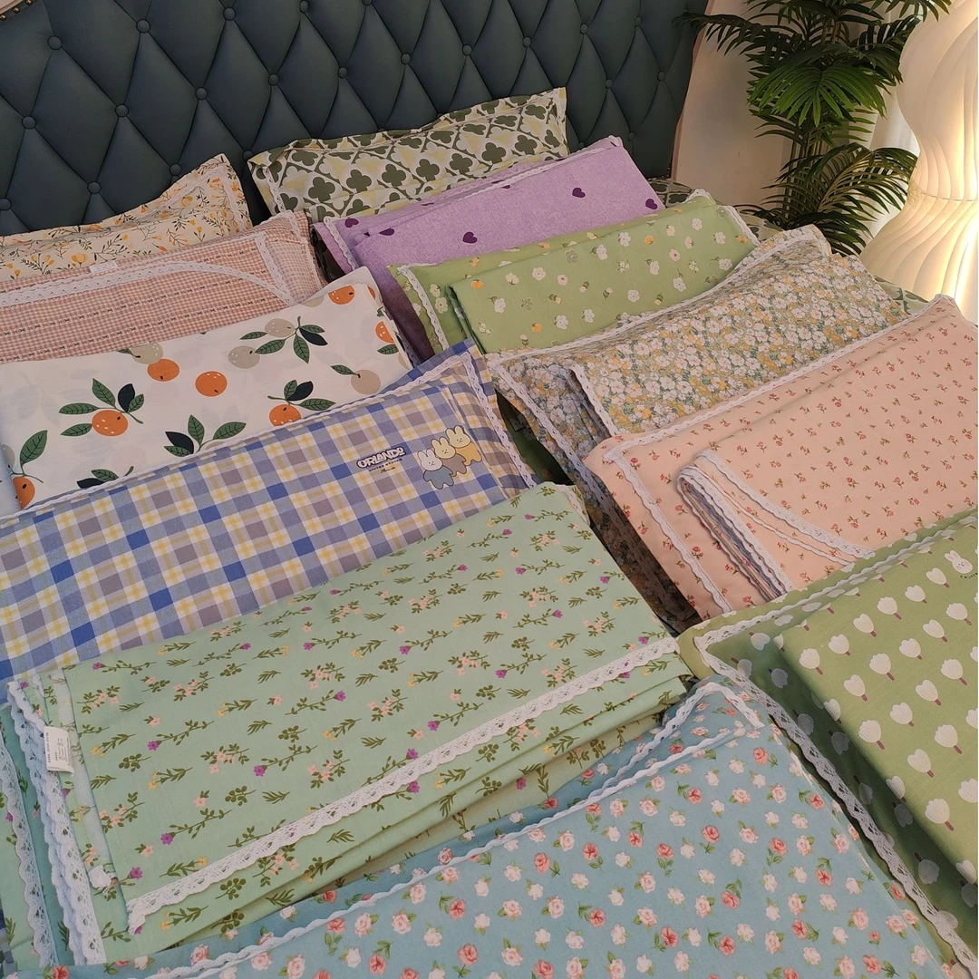 Hl粗布三件套床单+枕套多款花型纯棉加厚老粗布双人花边