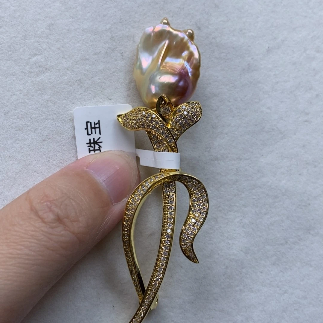 淡水珍珠胸针合金一**富福利022