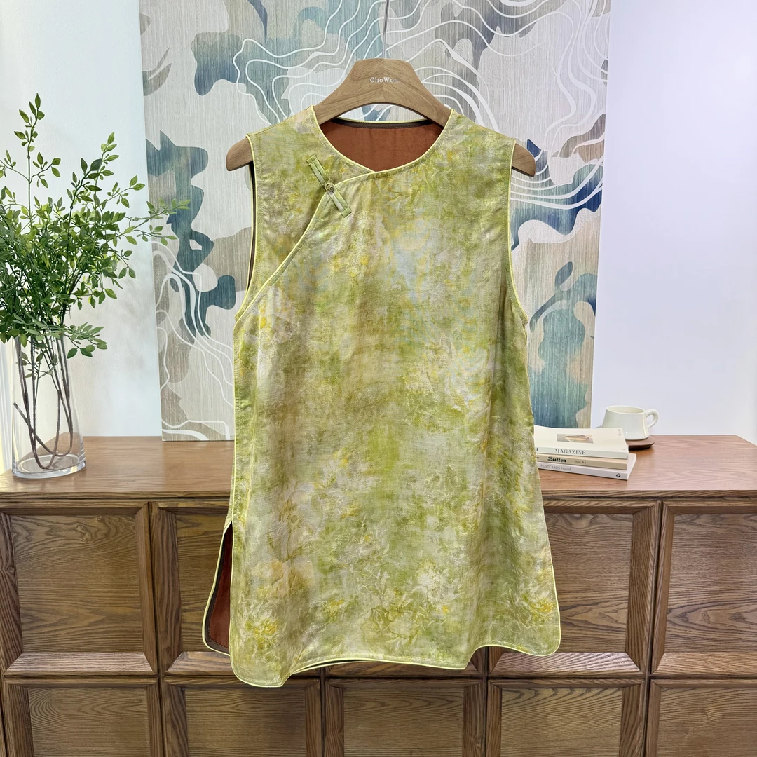 ChoWon【蜜糖森语】复古上衣女士奥黛风中长款薄款无袖常规CY117