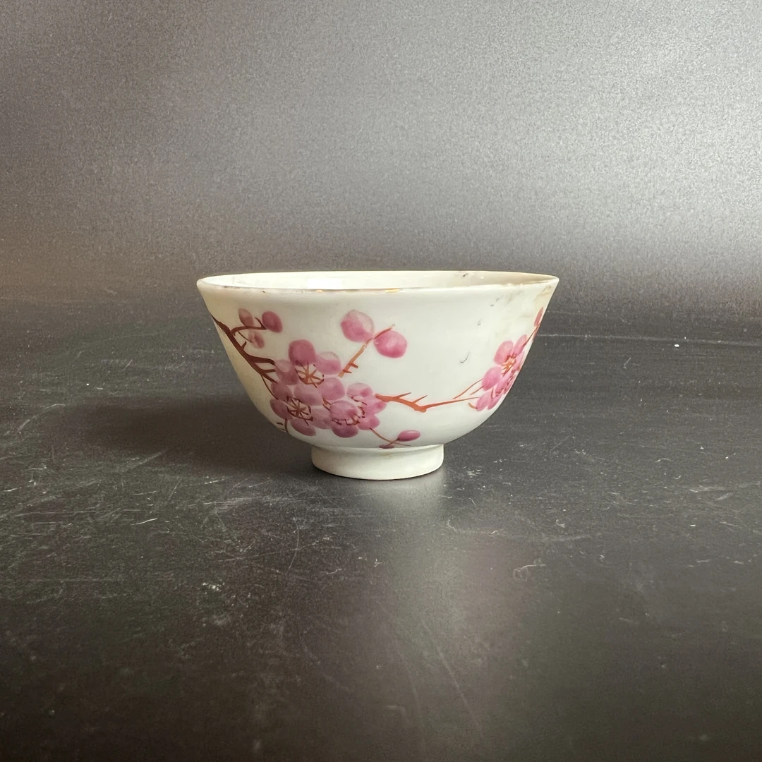 TC 01071 近现代 粉彩桃花纹杯