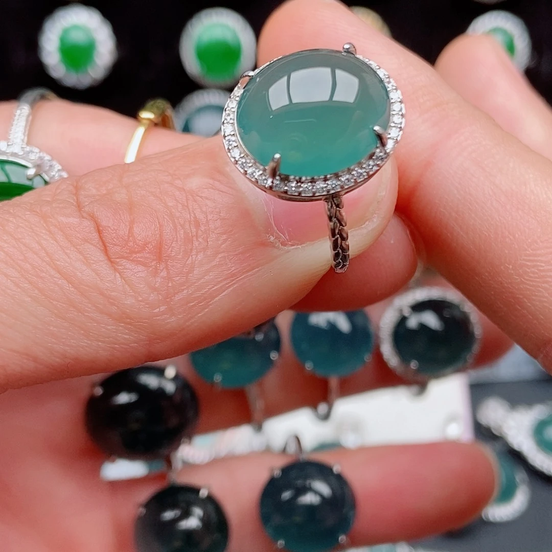 翡翠戒指银S925镶嵌7854214558