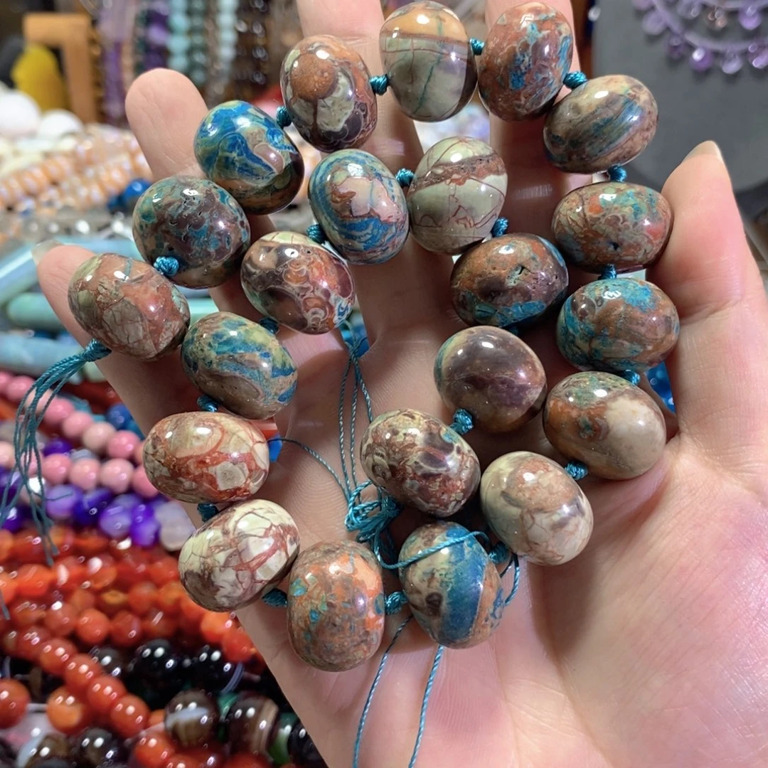 未镶嵌玛瑙/玉髓珠宝半成品孔雀玛瑙车轮一条卡20mm