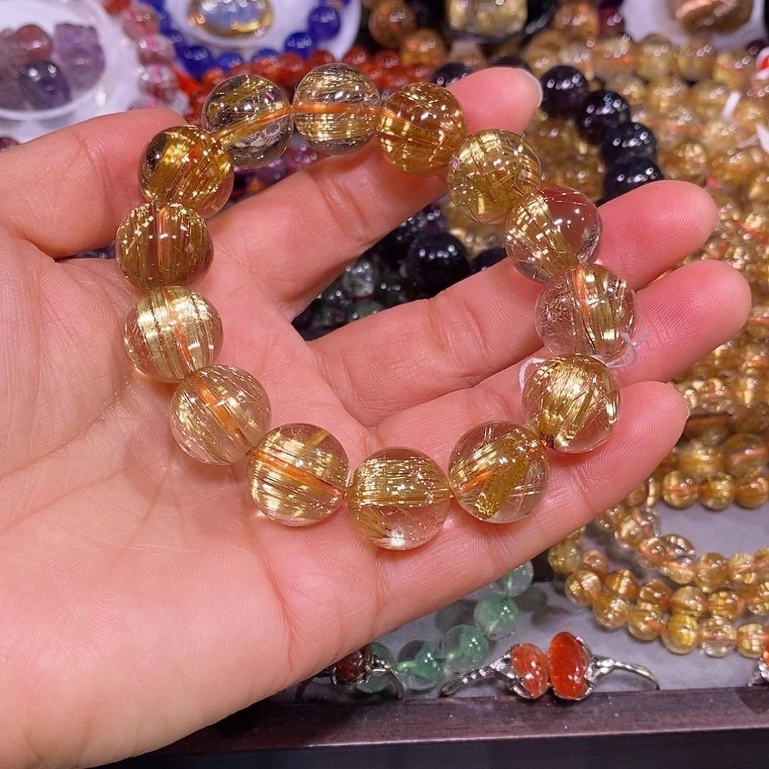 未镶嵌手链水晶小***金钛晶15.5