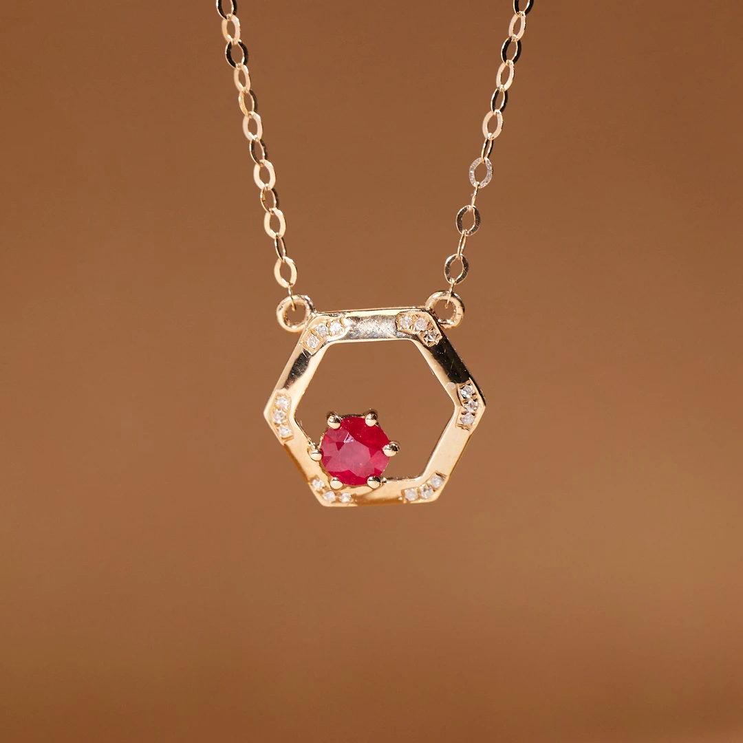 【歪歪】*红宝石锁骨链*18K金镶嵌Q1948