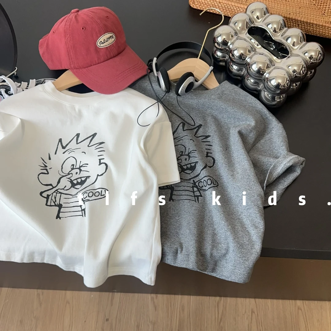 童例「25208小孩印花带弹短袖T恤」夏季儿童透气亲肤男童女童圆领潮