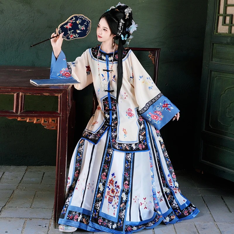 清汉女服装印花明制汉服2025新款秋季改良晚清古装服饰爆款