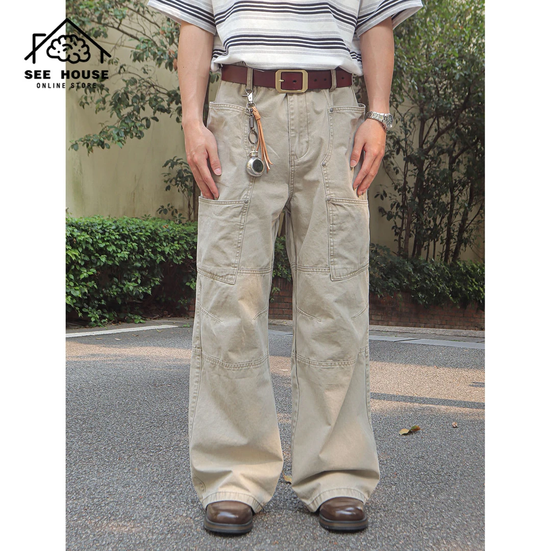 2025美式复古重磅纯棉伐木工装裤休闲男cleanfit多口袋宽松直筒裤