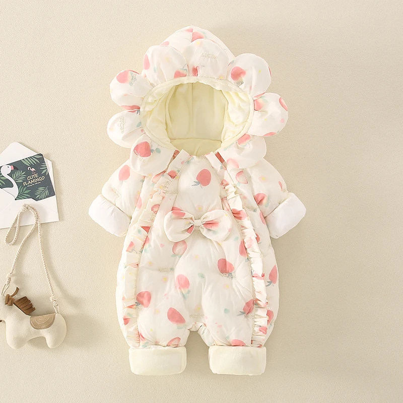 婴儿加绒女童洋气连身衣儿童加厚女宝冬季保暖公主爬服哈衣秋冬