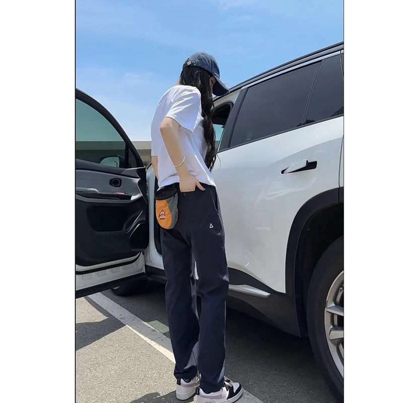 夏季新款日系中性风复古凉感锥形工装长裤男女同款轻薄透气休闲裤