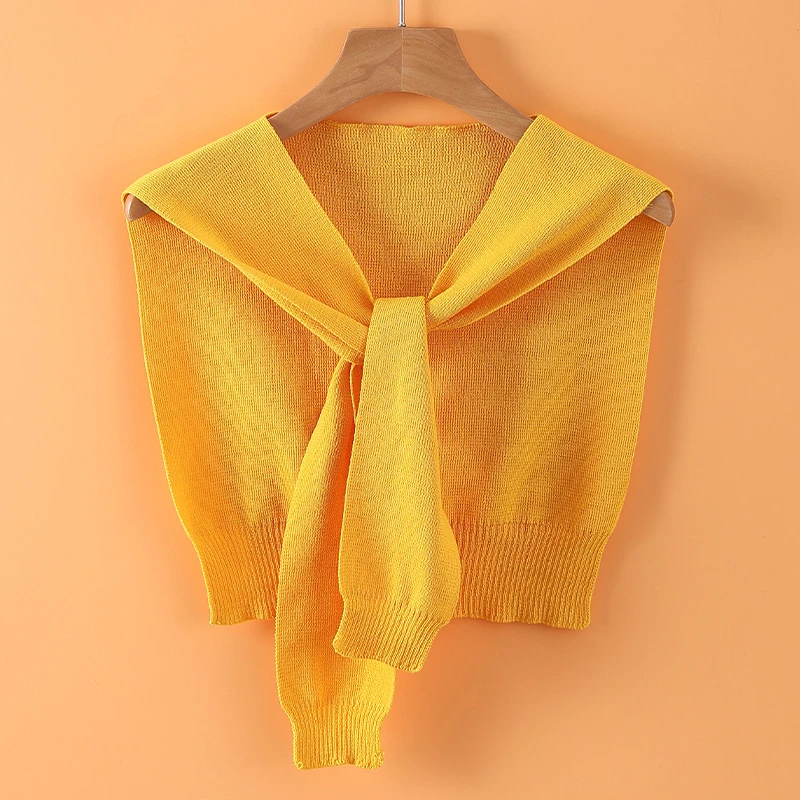 夏季韩版简约清打结披肩士时尚外搭裙防晒针织围脖