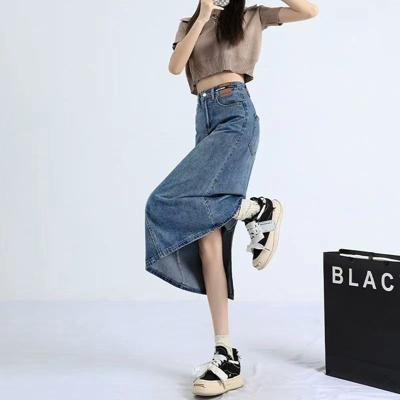 直播链接夏季工厂尾货默认瑕疵牛仔裙半身裙一步裙高腰显瘦中长款