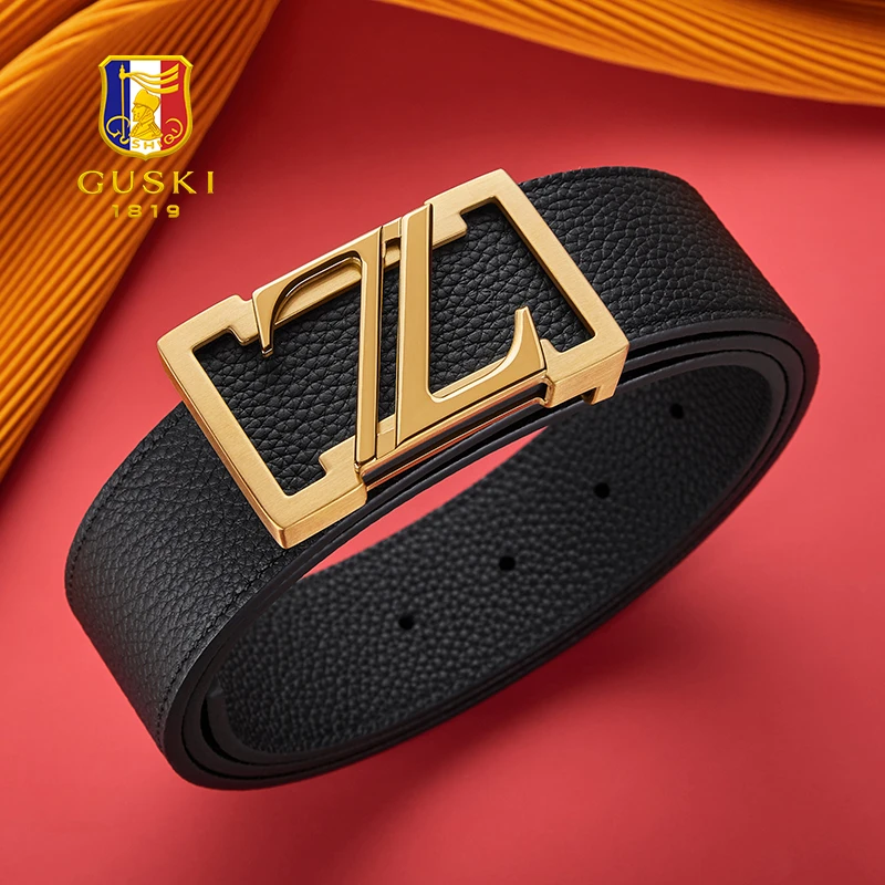 【生日礼物男士】古士旗皮带男款真皮腰带平滑扣生日送男友老公实用