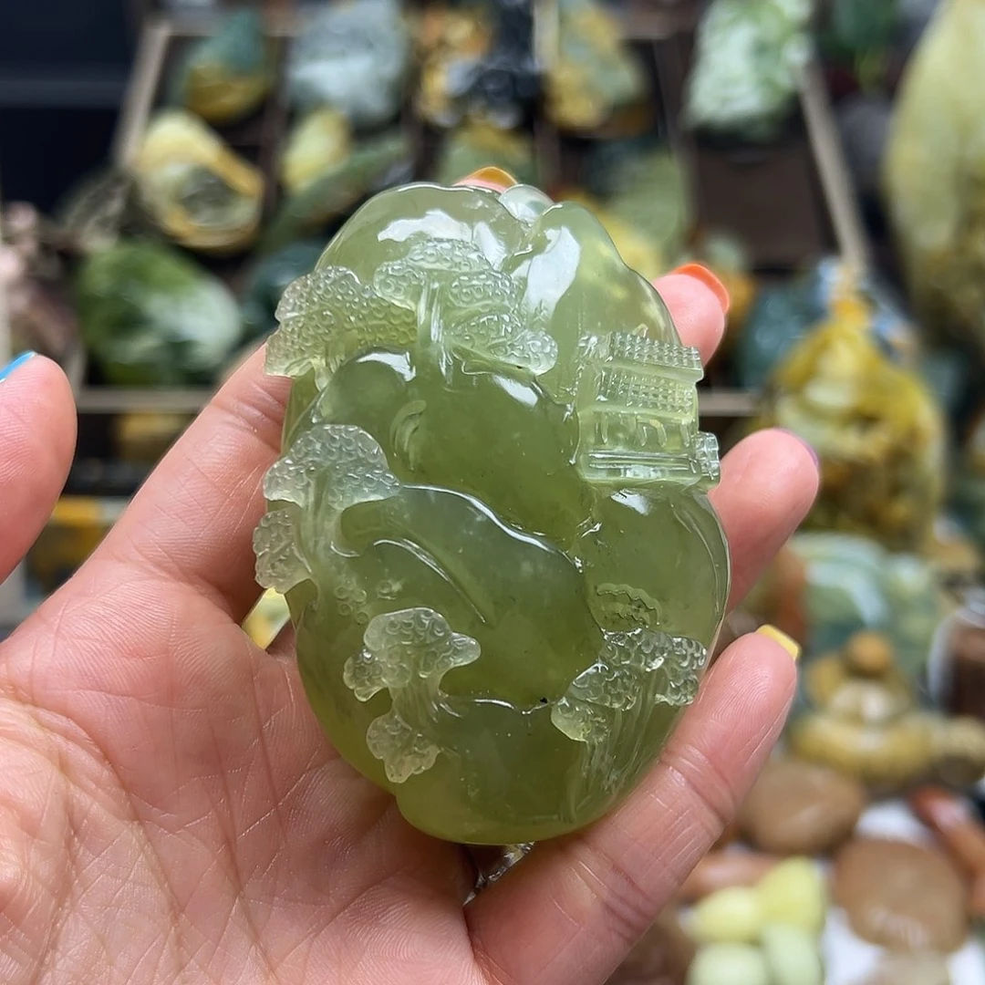 岫玉未镶嵌颈饰?***?岫玉山水