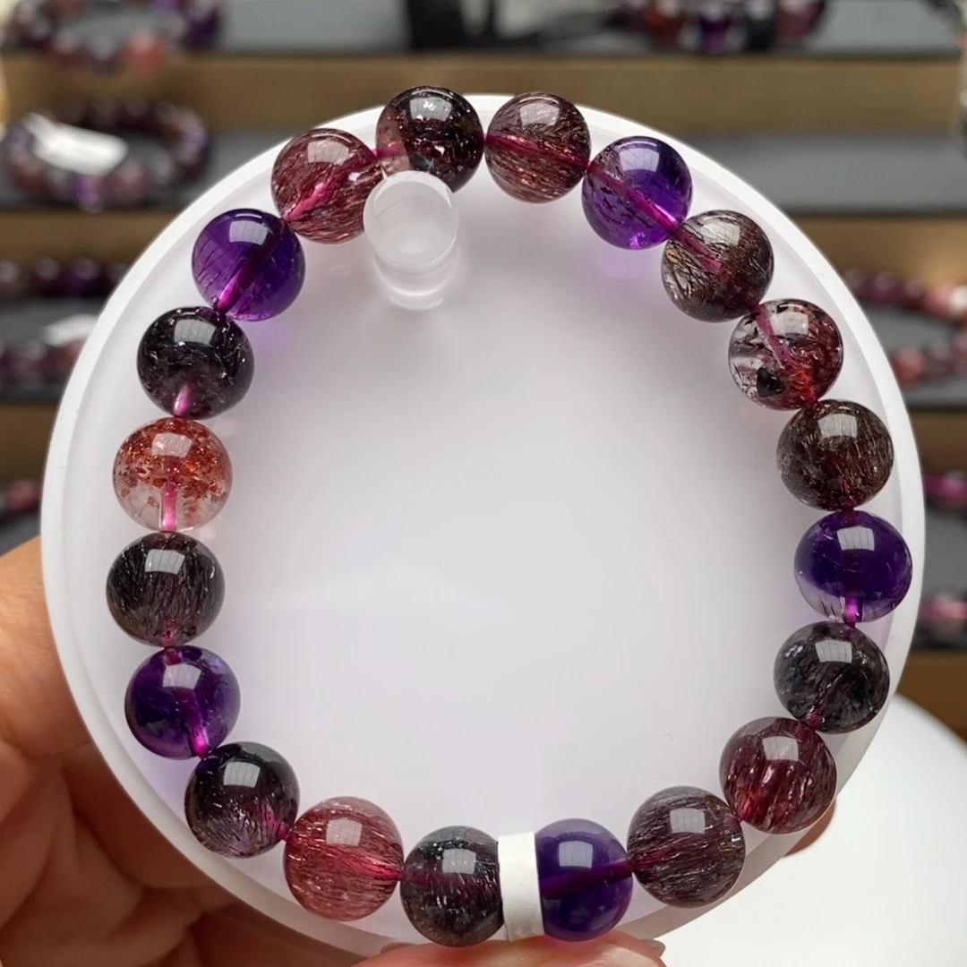 未镶嵌手链水晶J108黑加仑超七9.7m