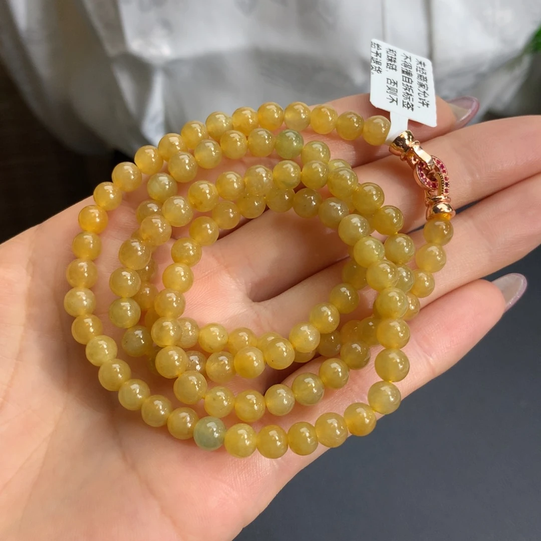 翡翠手链未镶嵌冰胶黄翡项链卡5.8m m