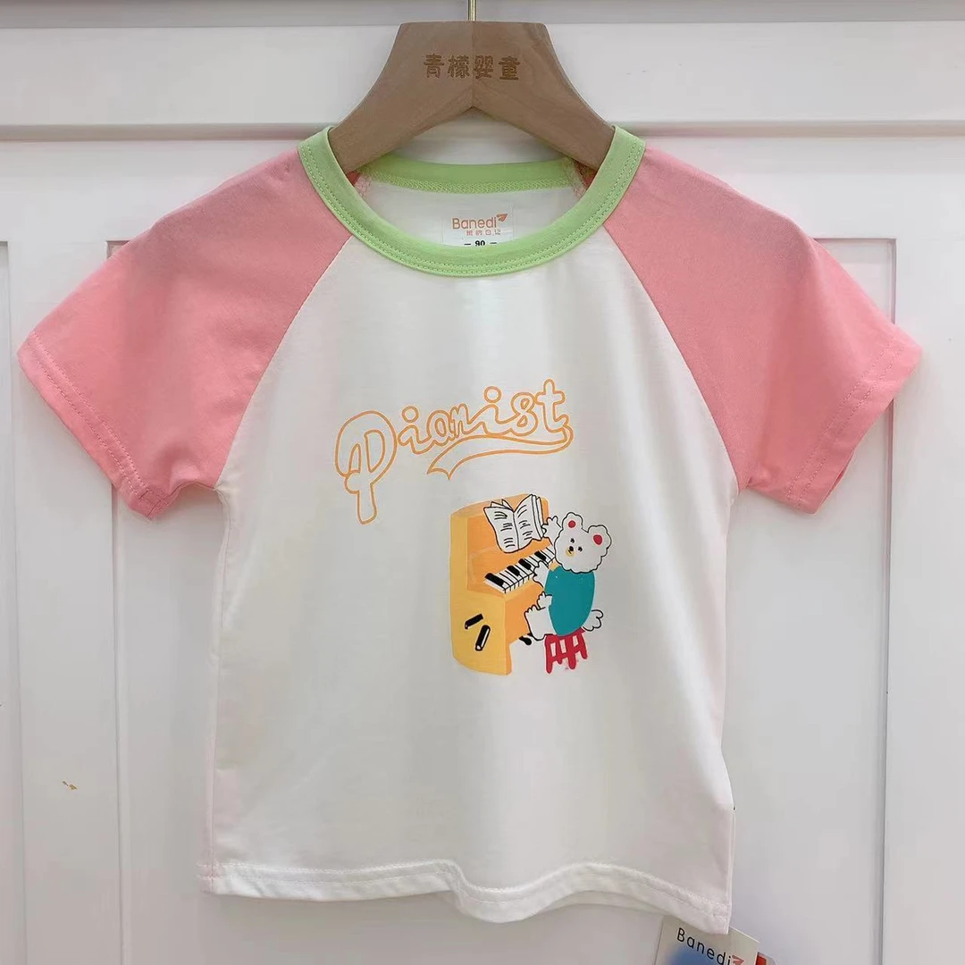 儿童夏季短袖T恤女童可爱圆领上衣打底衫  3731 2731
