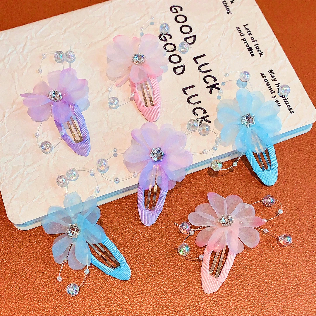 儿童仙气渐变蝴蝶bb夹不伤发碎发刘海边夹小女孩古风汉服对夹发饰