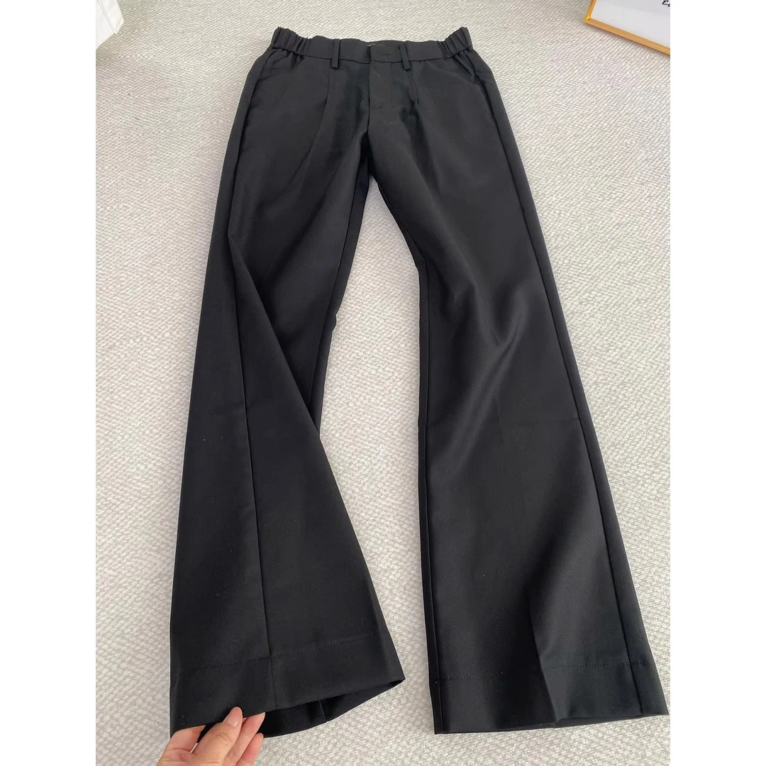 黑色冰丝cleanfit西裤男夏季薄款直筒裤子喇叭裤微喇西装裤男装