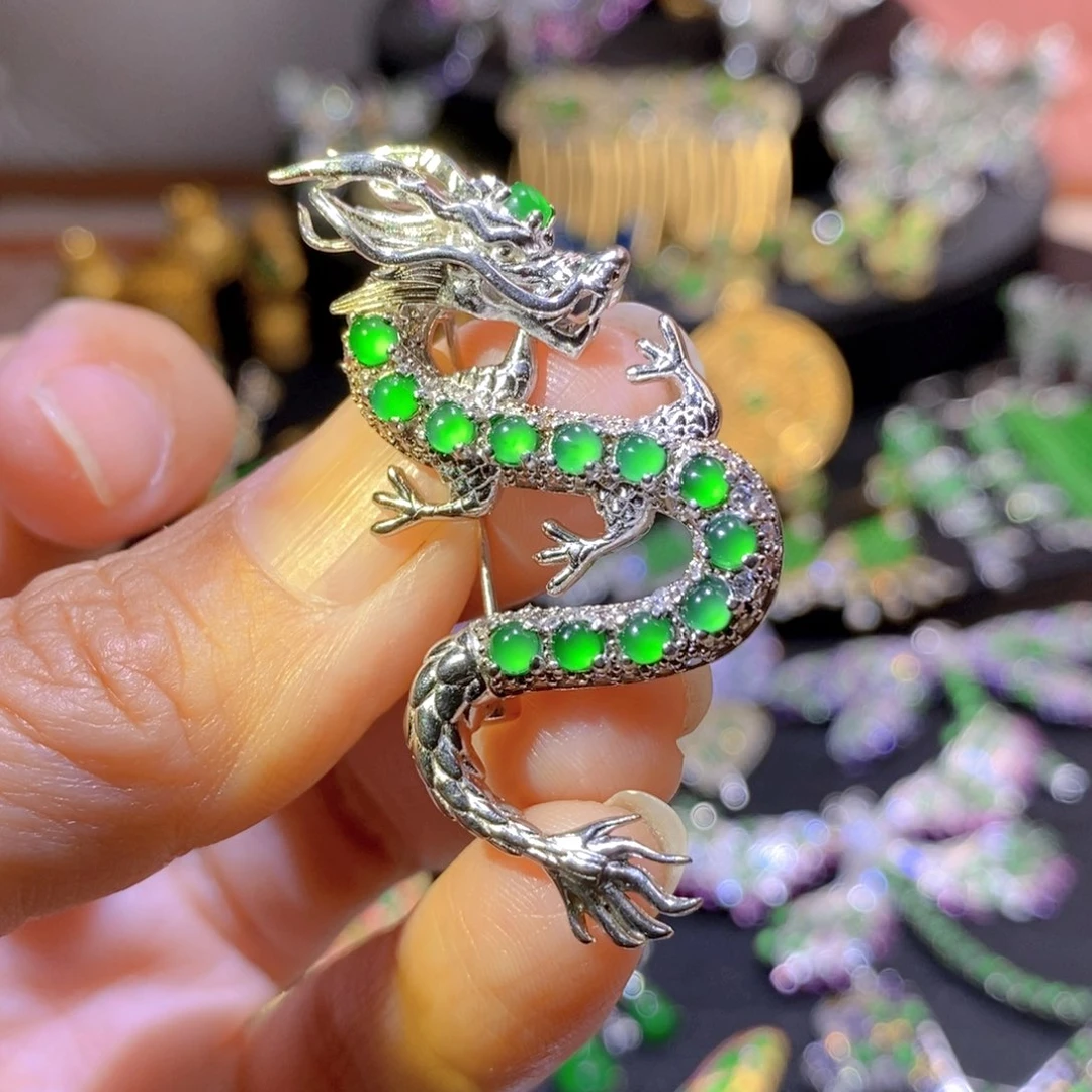 吊坠(不含链)银S925镶嵌翡翠