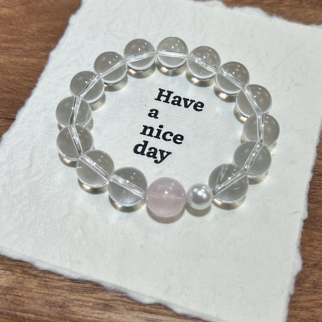 【美好】天然水晶DIY设计款白水晶+粉水晶高冰净体转运女生佩戴佳品