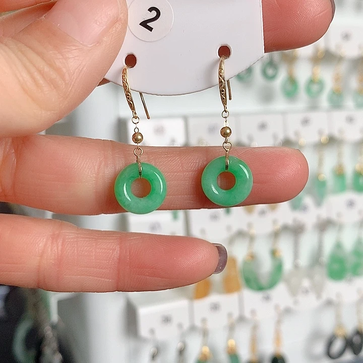 翡翠耳饰18K金镶嵌翡翠