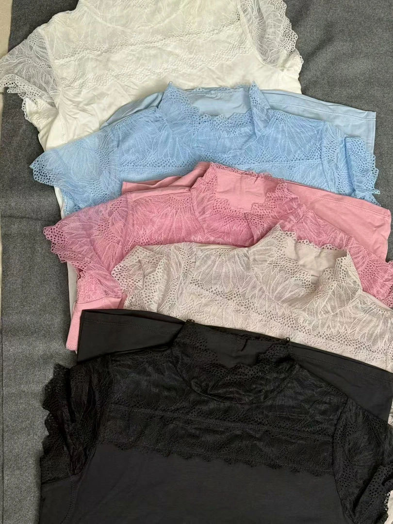 菲菲的店高品质日单拼接蕾丝打底短袖（蕾丝超软，漂亮款