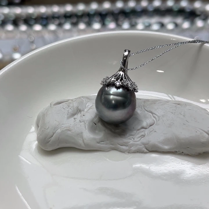 银S925镶嵌吊坠(不含链)海水珍珠12-13mm86号